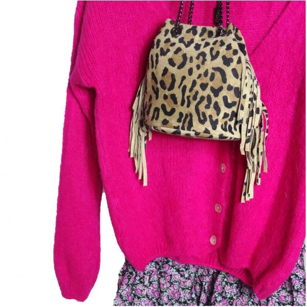 BIBICHE bucket bag leopard pink