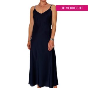 EVAN satin dress Dark Blue uitverkocht