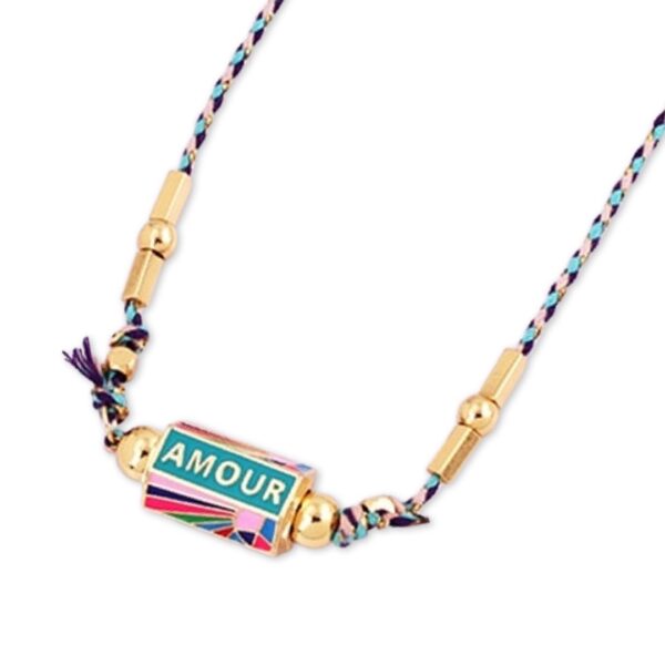 NORE message beads necklace AMOUR Turquoise close up