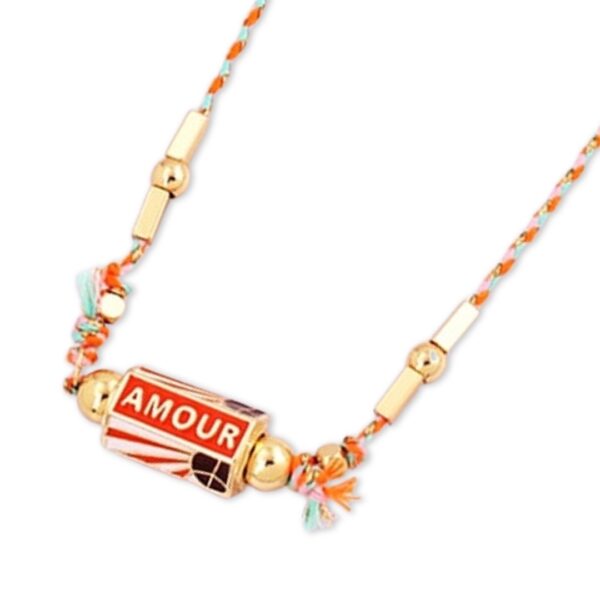 NORE message beads necklace AMOUR Orange close up