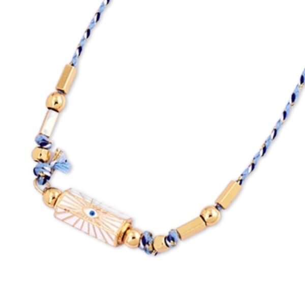 NORE message beads necklace Blue close up