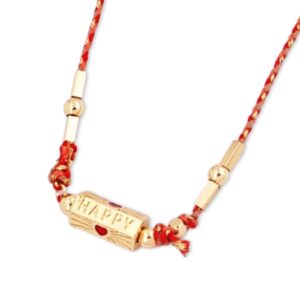 NORE message beads necklace HAPPY Red Close up