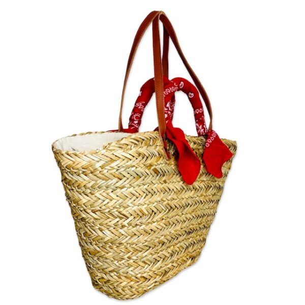 PERLE straw bag Red side