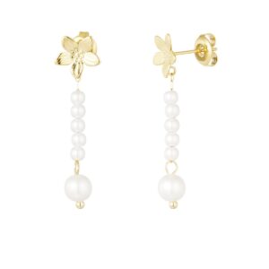 VIANEY earrings flower pearls Gold